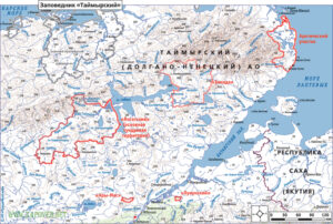 Карта большого Таймырского заповедника